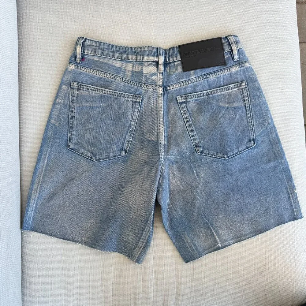 NWT One Teaspoon Jackson Long Jean Shorts in Metal Blue 27